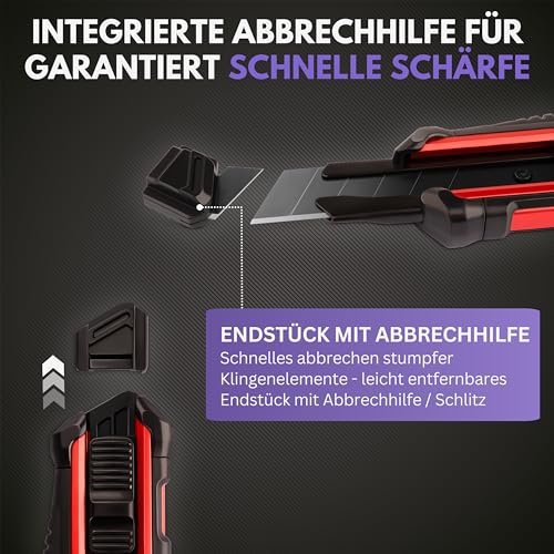 Detalle 2 de Filzada® 3x Cuttermesser Profi 18mm Ultrascharf + 13x Carbon Klingen – robust und vielseitig