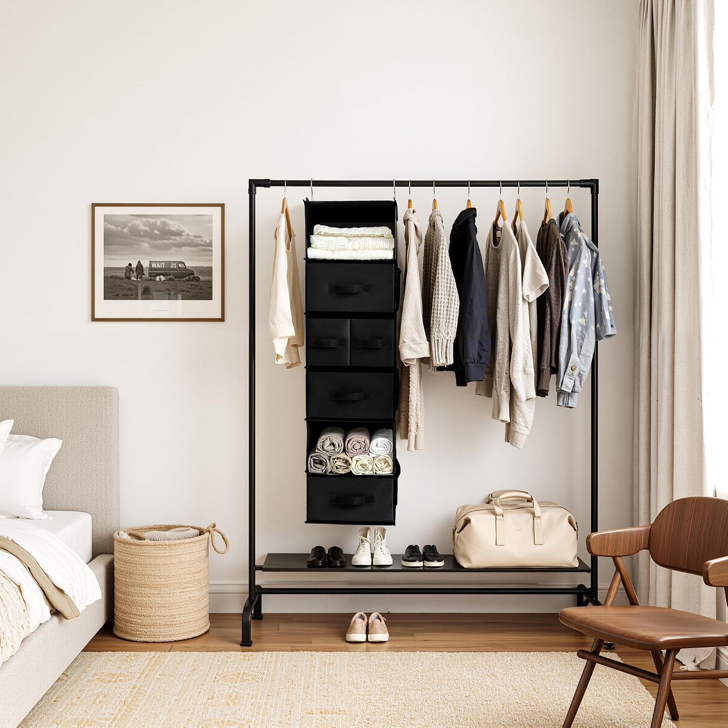 Thumbnail 1 de GRANNY SAYS GS4006 6-Shelf Hanging Closet Organizer with Drawers, Black