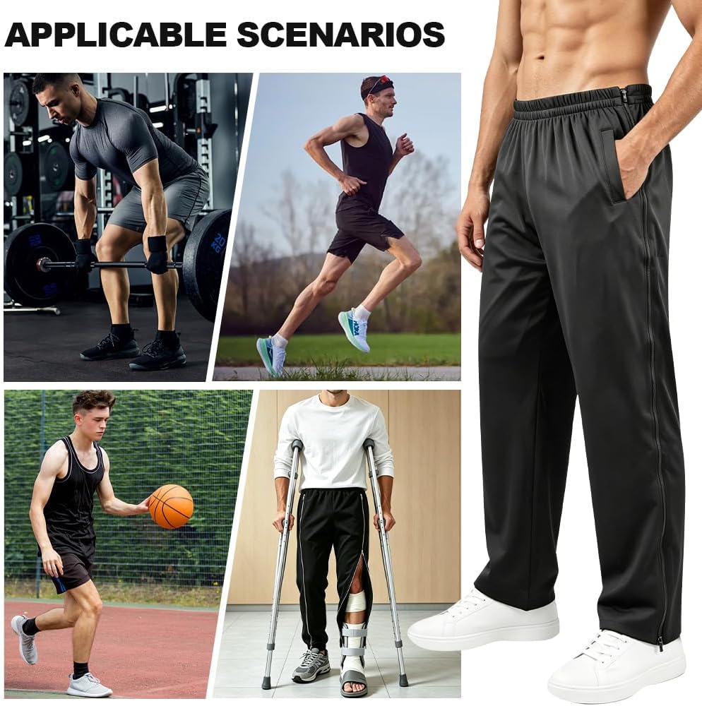 Detalle de Vicloon Pantaloni da Jogging da Uomo con Apertura Laterale - Vestibilità Ampia e Zip Frontale