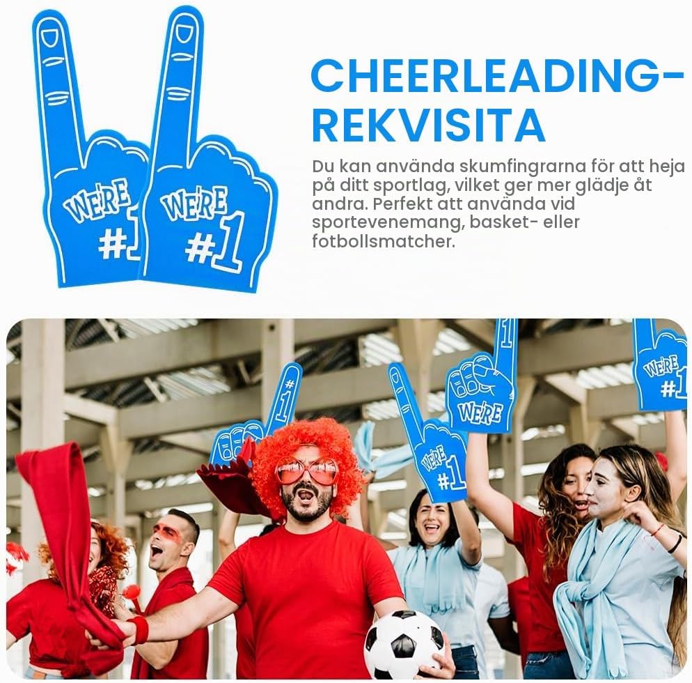 Detalle de Aolso EUV8-ZWSZ-BLE-FBA skumfinger, blått skumtillbehör för sportevenemang