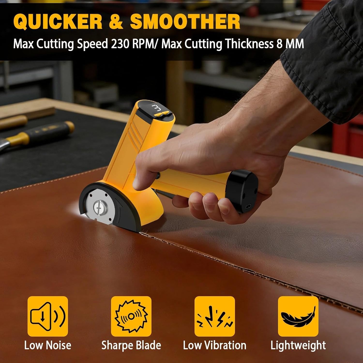 Thumbnail 3 de Cordless Electric Scissors with LED Display and Safety Lock (4-Speed, 2000mAh) for Cardboard, Fabric, Leather & More