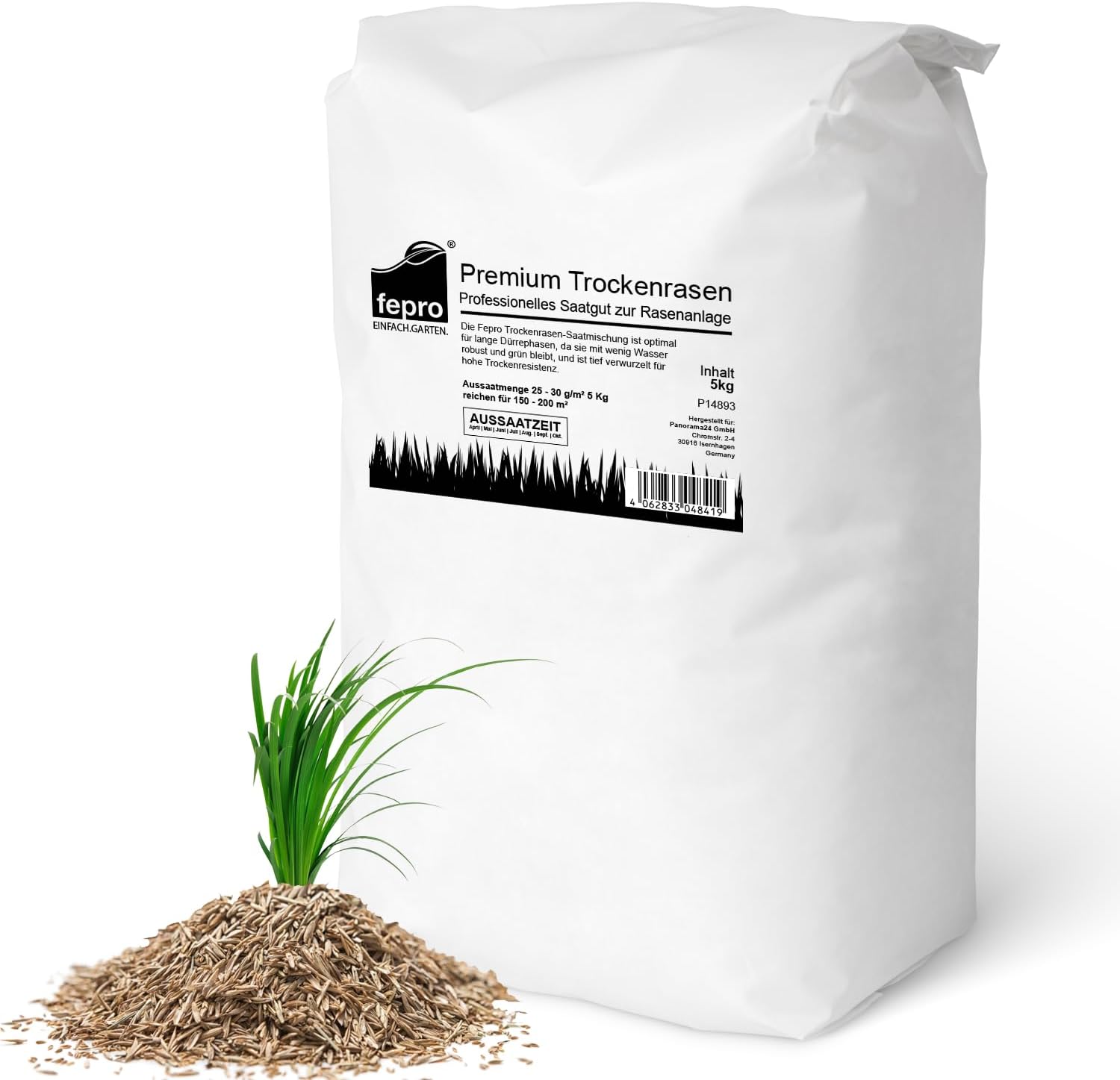 Thumbnail 6 de 10 kg Rasensamen trocken- & dürreresistent für Trockenrasen und Schattenrasen – schnellkeimend, für Neu- und Nachsaat (bis 400 m²)