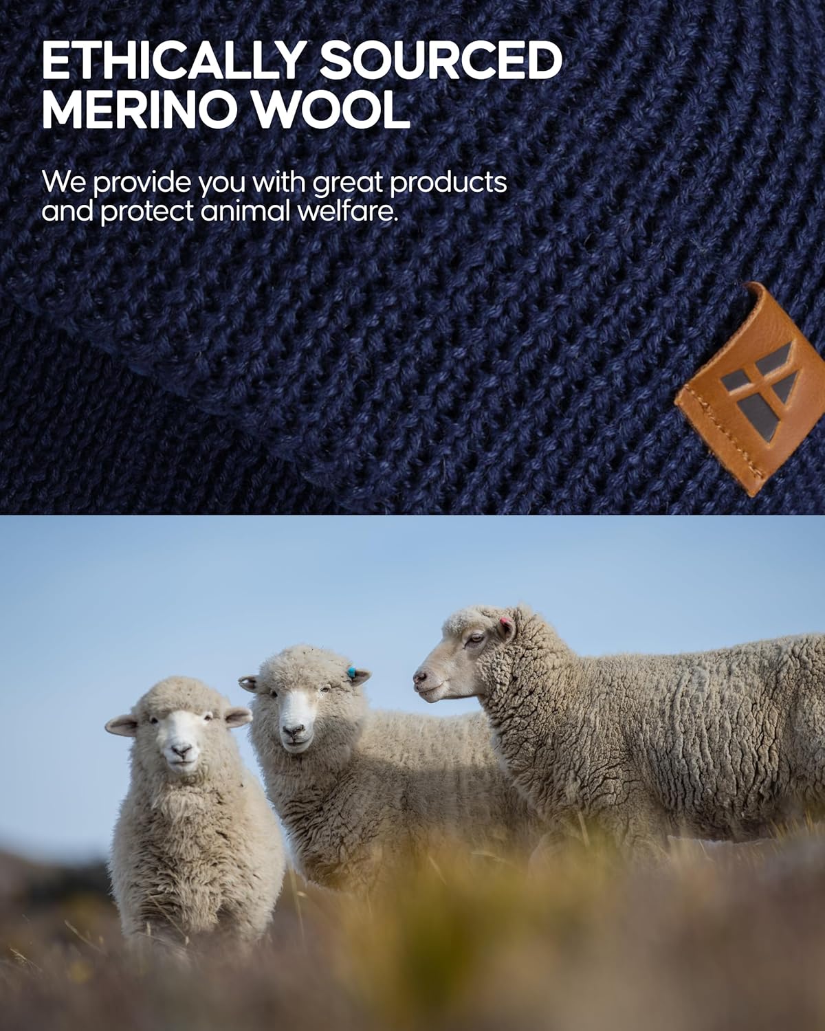 Detalle de DANISH ENDURANCE Merino Wool Beanie Hat for Kids (Unisex) with Thermal Fleece Lining