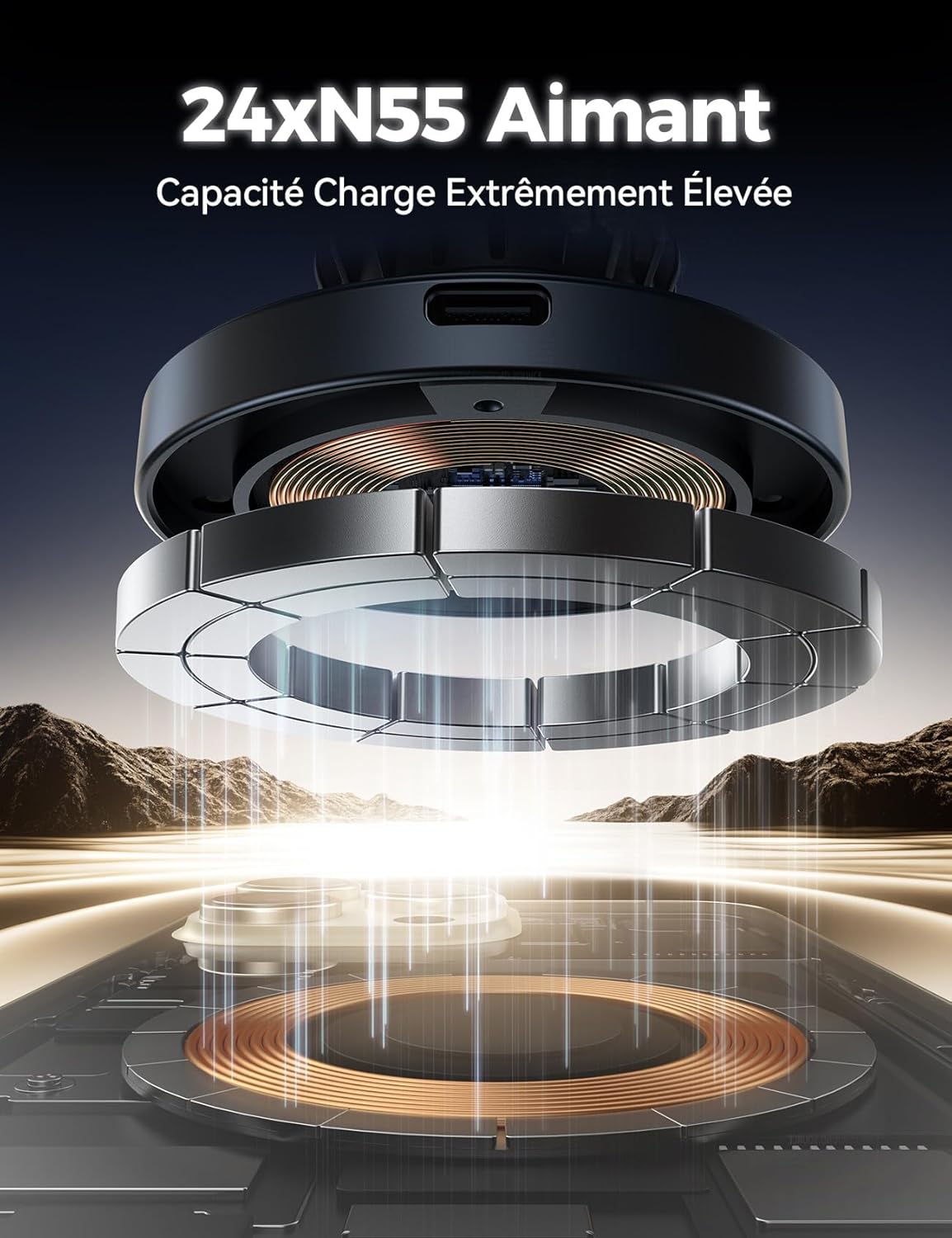 Thumbnail 2 de JOYROOM Support téléphone voiture MagSafe 2 en 1 avec chargeur induction 15W