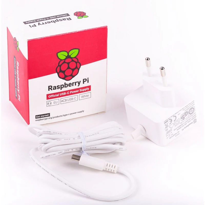 Detalle de Raspberry Fuente de Alimentación USB-C para Raspberry Pi 4 5V 3A 15W – Blanca