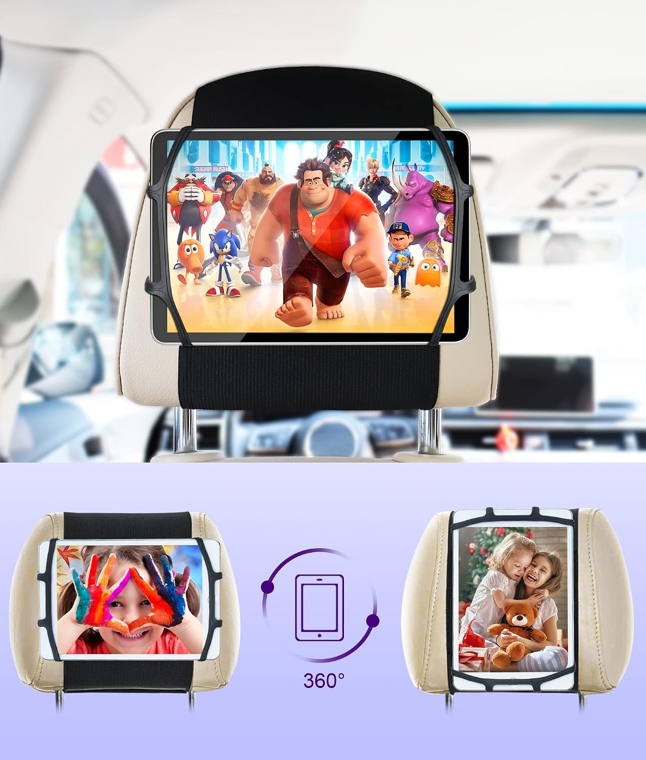 Detalle de WONNIE car headrest tablet mount 7 to 12.9in