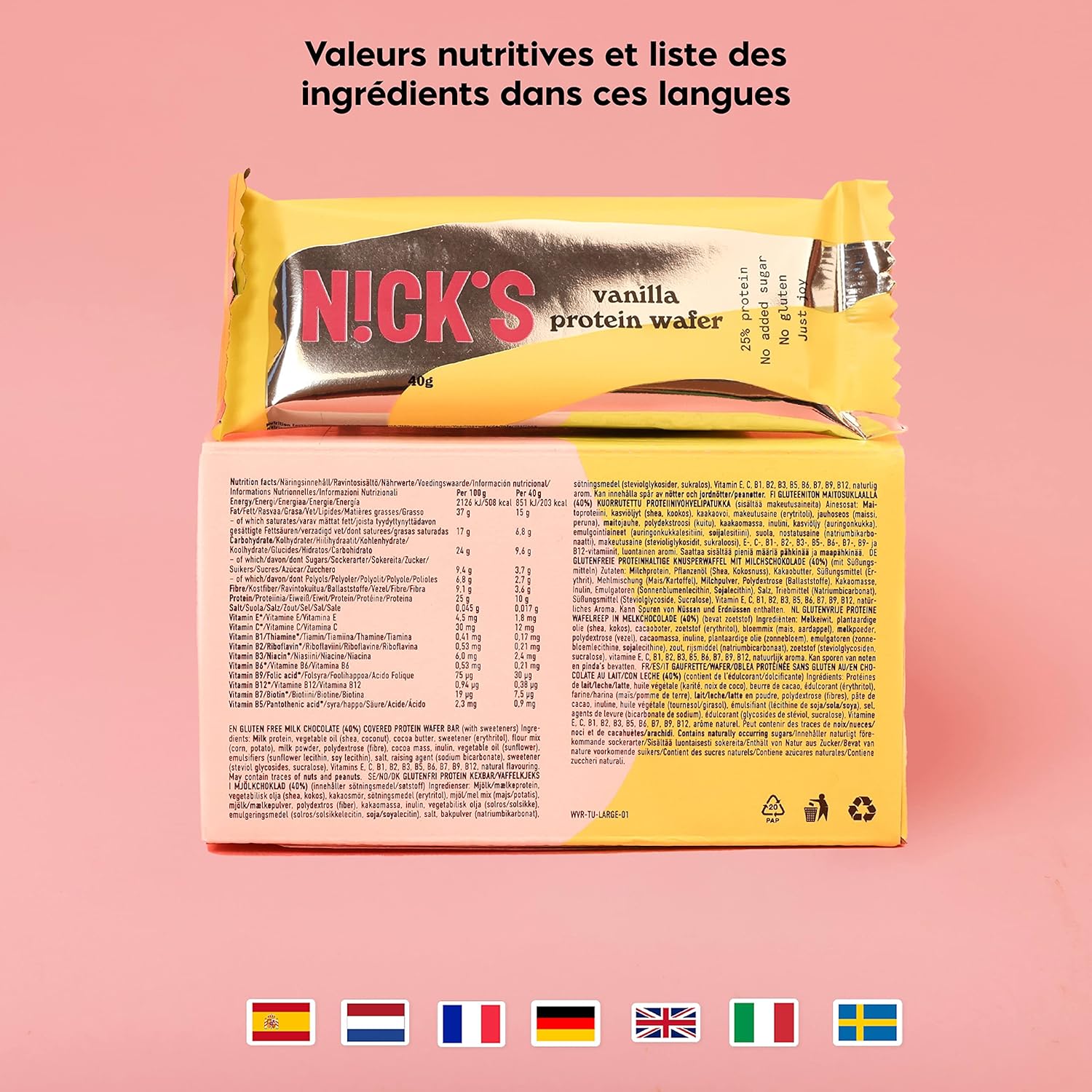 Detalle 2 de NICKS Barre protéinée Vanille 25% protéines 40 g