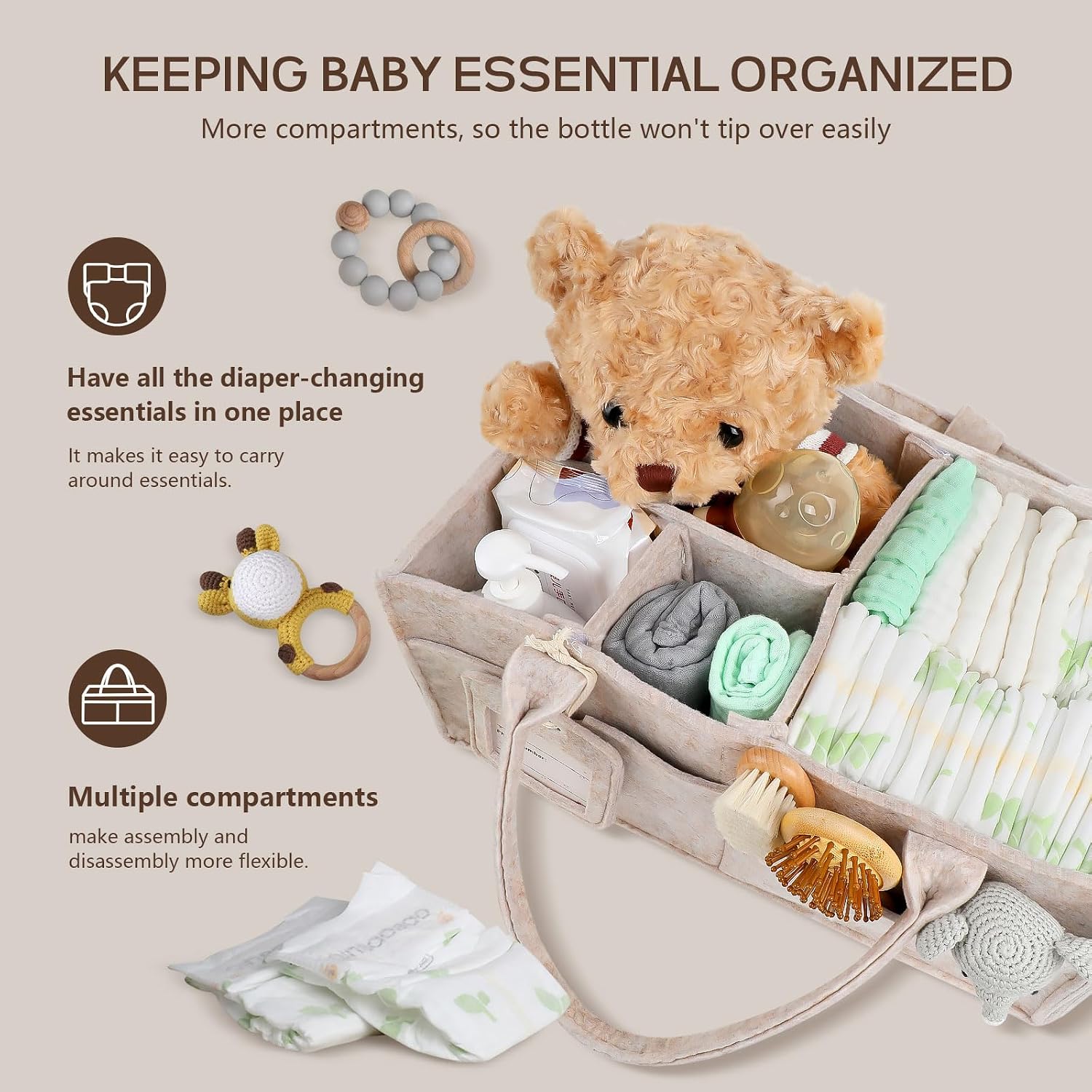Detalle de GEMII Diaper Caddy Organizer, 2-Piece Set