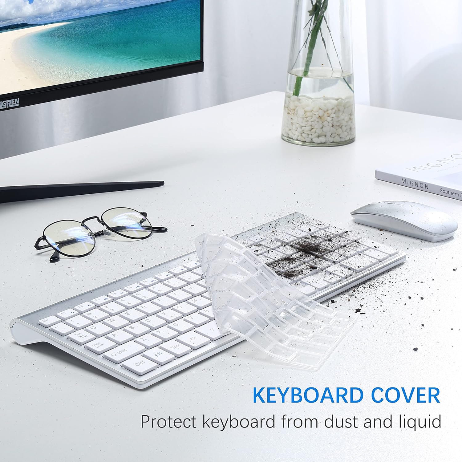 Thumbnail 4 de TopMate 2.4G Wireless Keyboard and Mouse Ultra Slim Combo (USB, silent keys, 2400DPI) – Silver White
