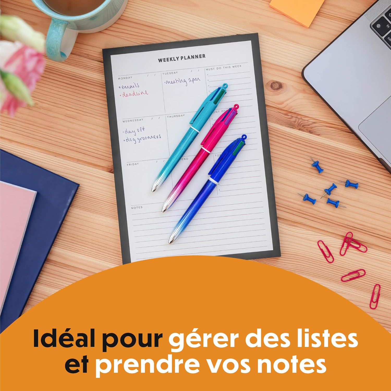 Thumbnail 5 de BIC 4 Couleurs Smooth – Stylos-billes rétractables à pointe moyenne (1 mm) – Pack de 5