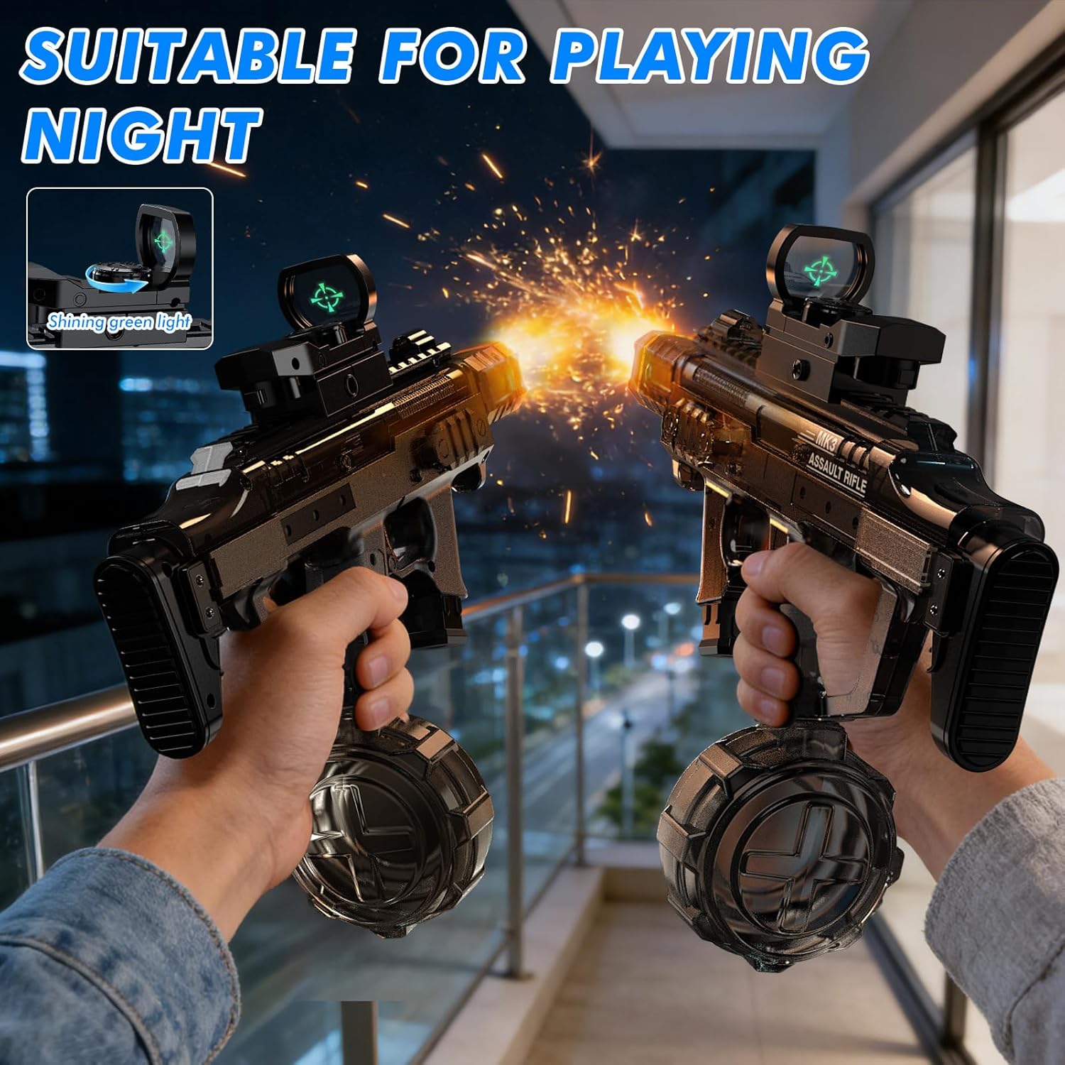 Thumbnail 4 de Electric Water Gun for Adults & Kids with 33ft Range and Light-Up Muzzle (Black)
