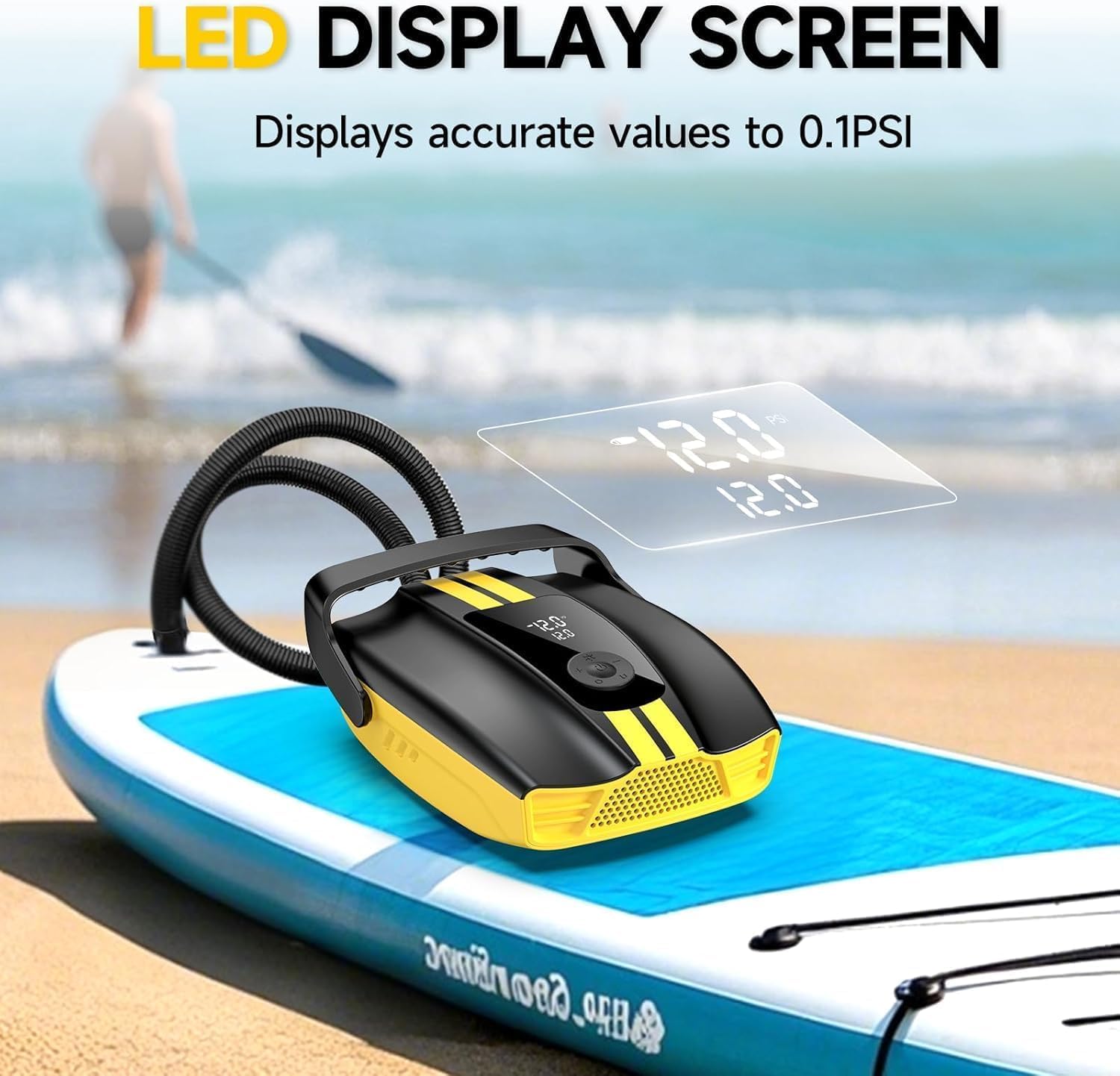Detalle de 50PSI Paddle Board Pump Electric Portable: High-PSI, 9-Port Stand Up Paddle Board Pump (Non-Rechargeable)