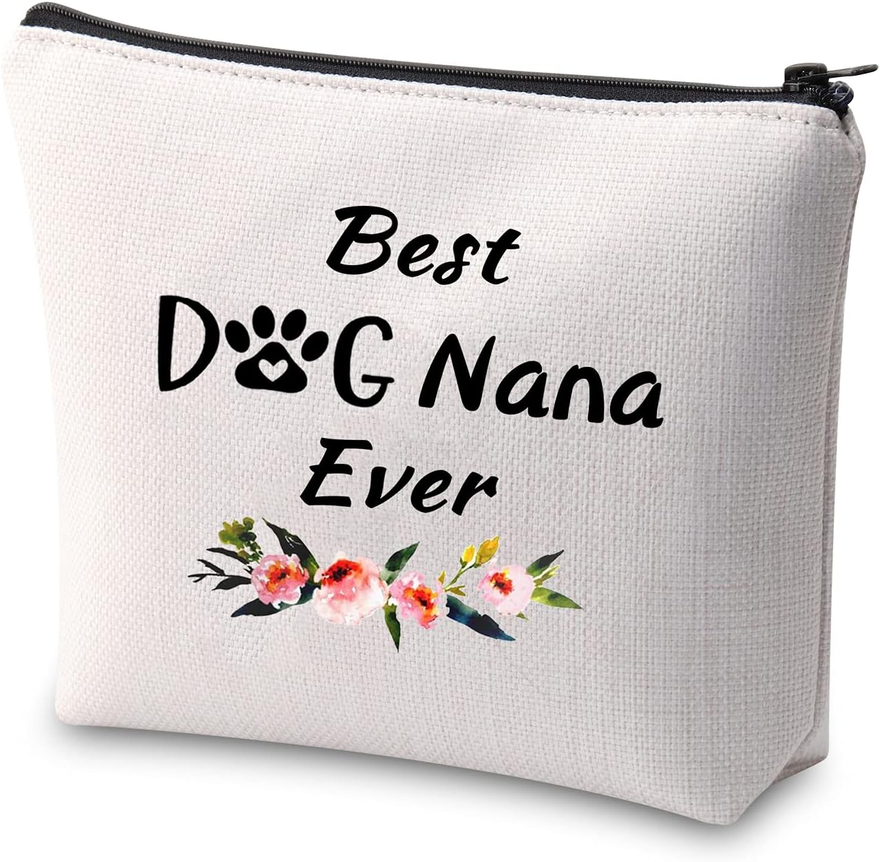 Detalle de Dog Nana Gift Best Nana Ever Makeup Bag: Paw Print Cosmetic Bag for Dog Grandma