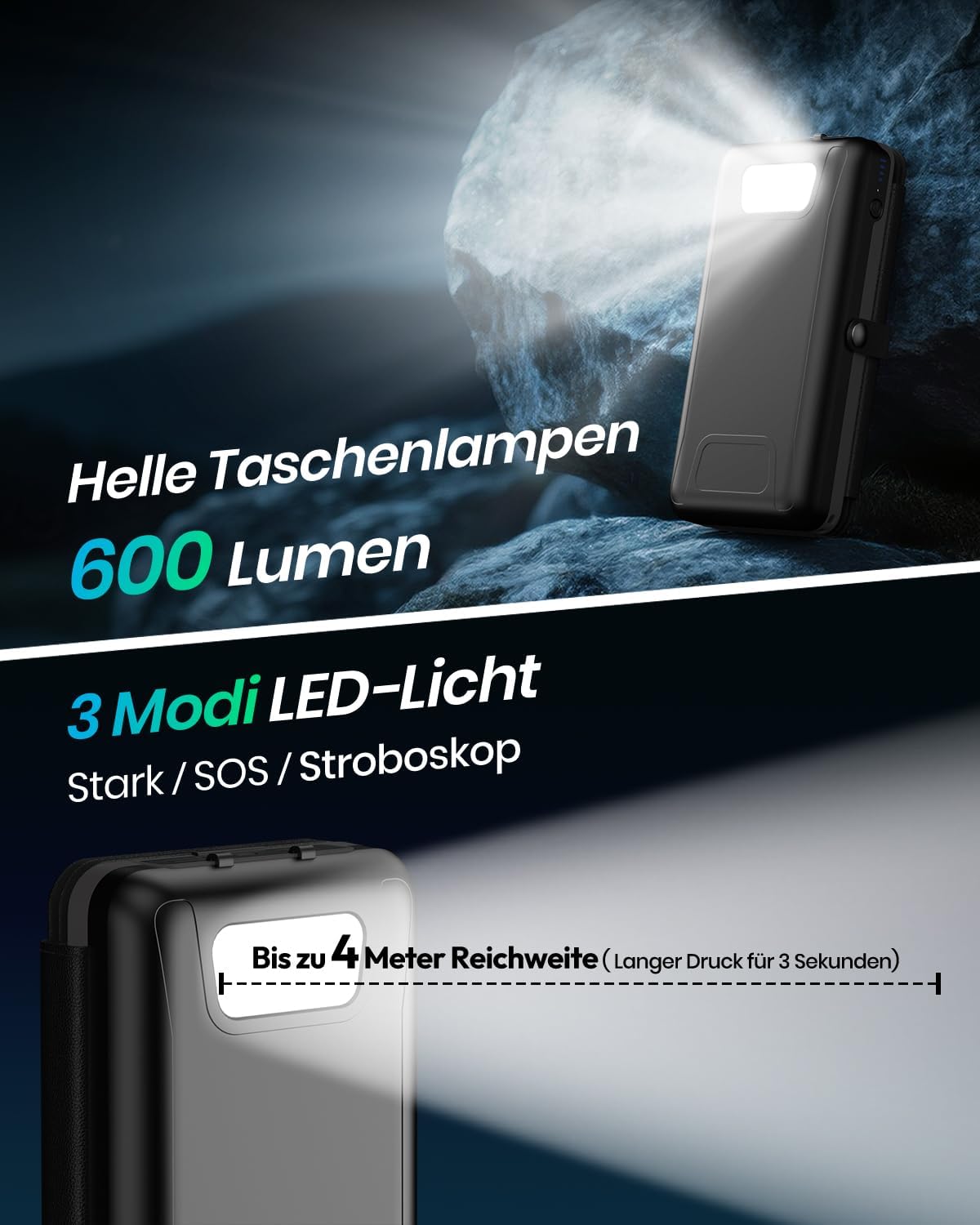 Thumbnail 6 de Solar Powerbank 20000mAh – A ADDTOP Solar Ladegerät mit 22,5W Schnellladung, 4 faltbaren Solarpanels und USB-C/USB-A
