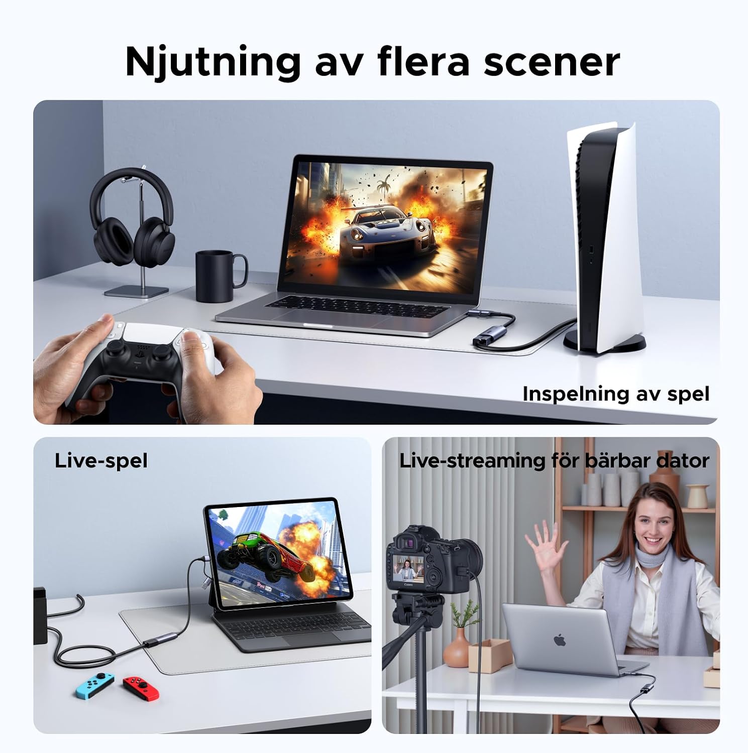 Detalle 1 de UGREEN 15389 HDMI-opnamekaart met 4K-invoer en 2K30Hz-opname, USB-A/C