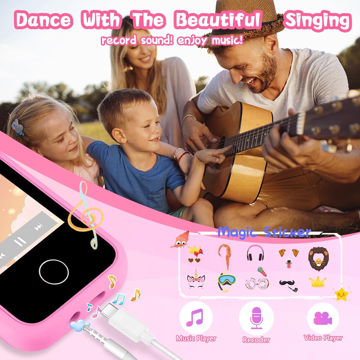 Detalle 1 de WEOLULI PH05 Kids Toy Phone with Camera, Learning Games, and Music