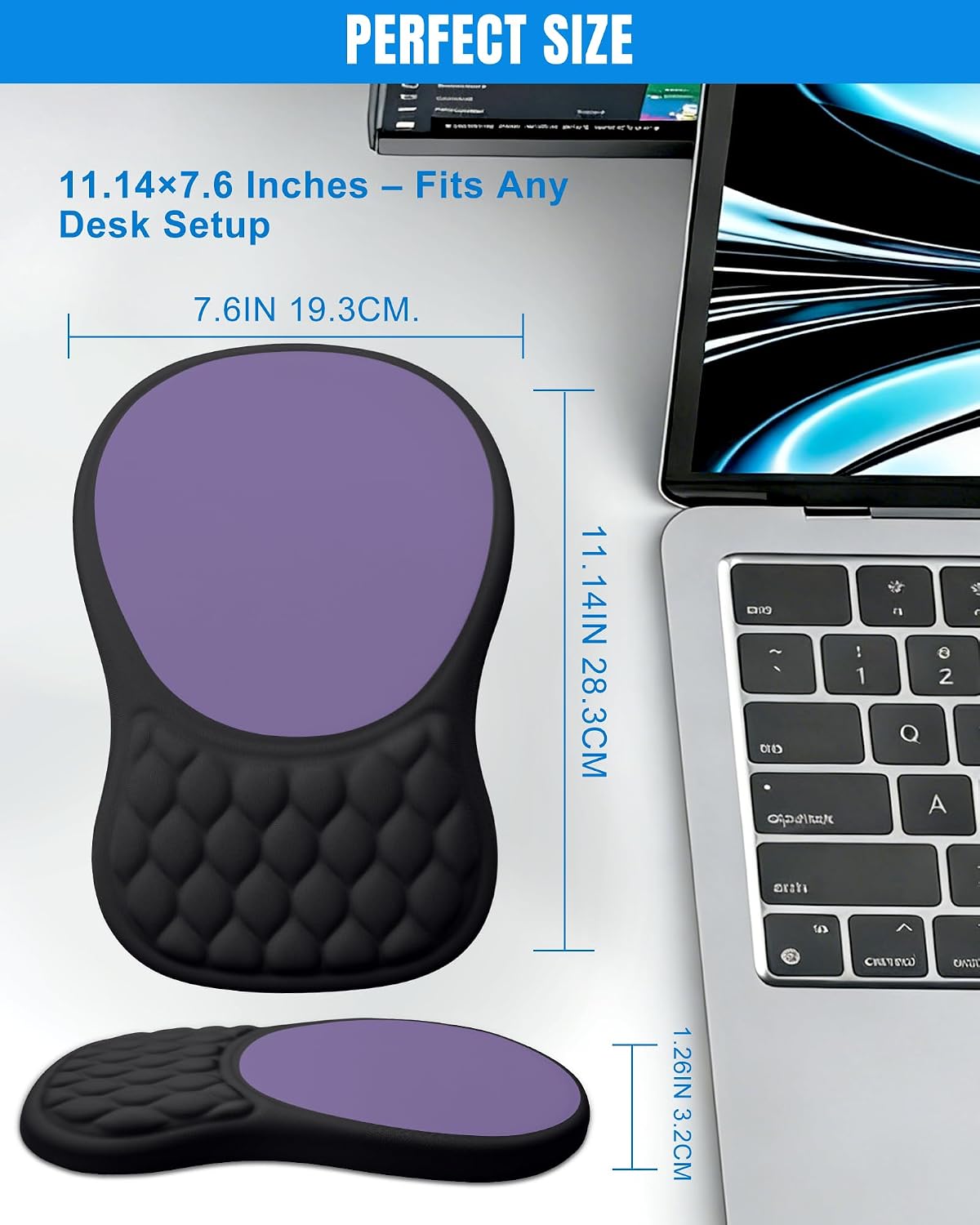 Thumbnail 6 de PVIPCZ Ergonomic Mouse Pad with Sloped Memory Foam Wrist Rest, Lycra Surface