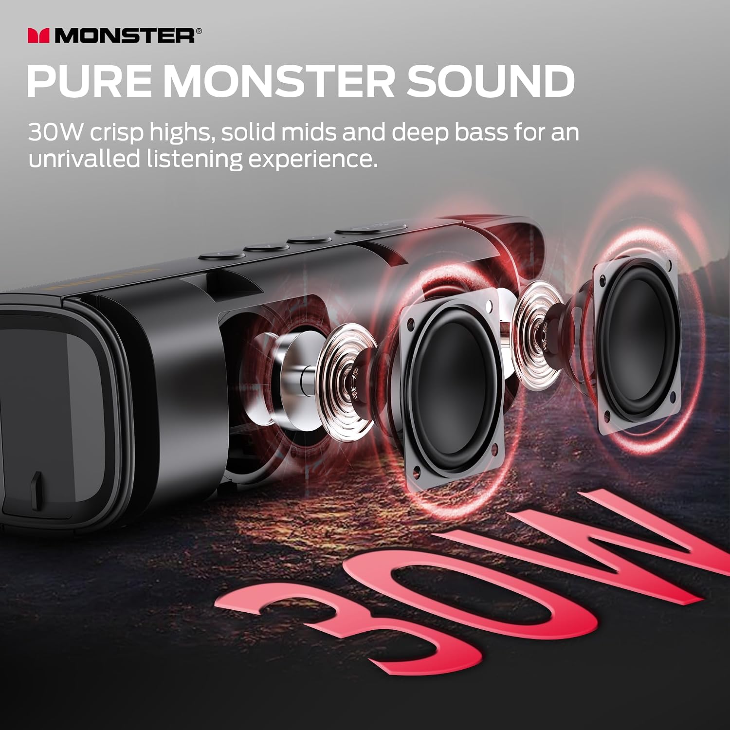 Detalle 2 de Monster S290 S38 Portable Bluetooth Speaker, 30W Stereo, Bluetooth 6.0, IPX6