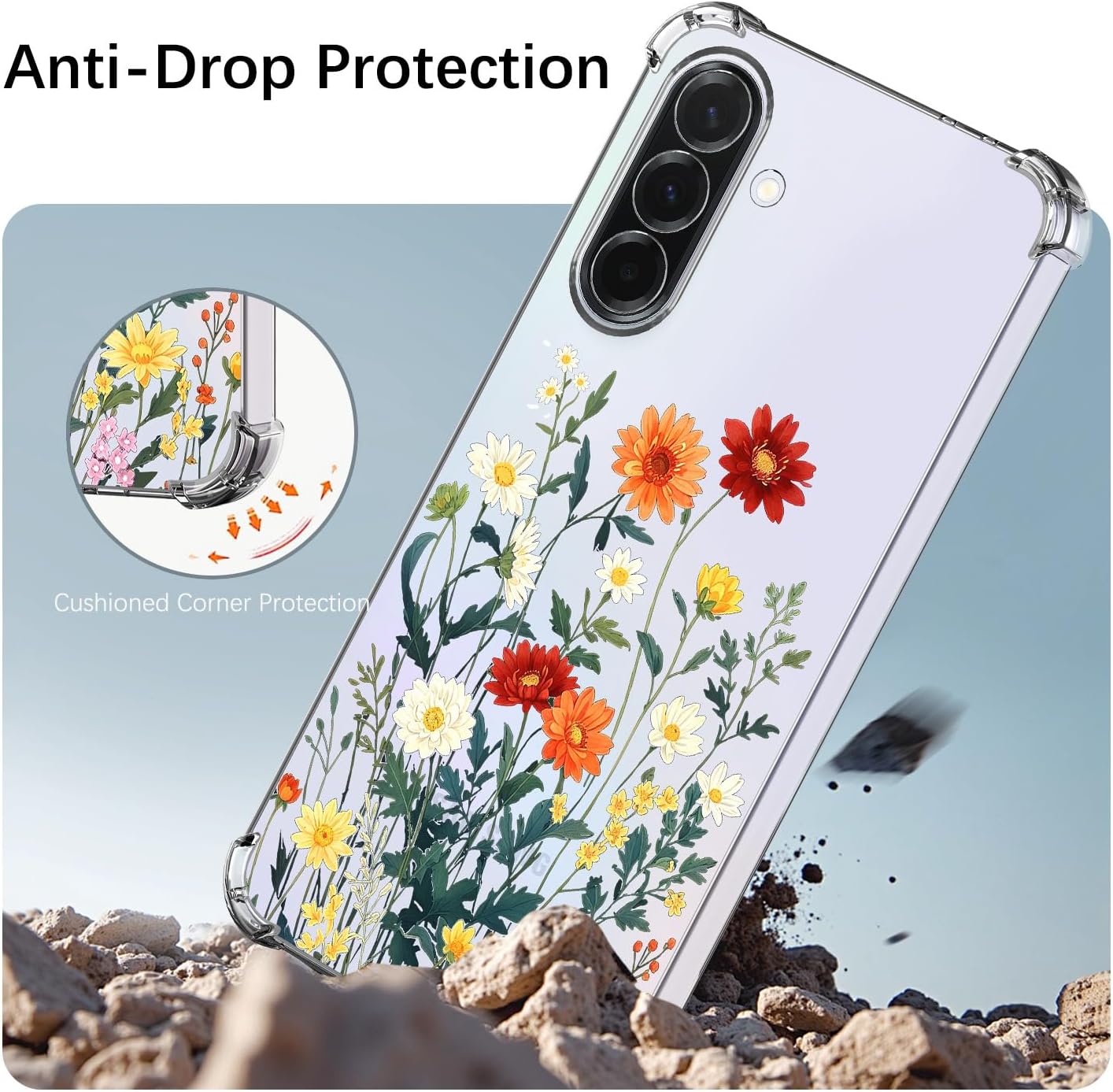 Thumbnail 1 de HopMore Transparent Handyhülle für Samsung Galaxy A36 5G – Gänseblümchen Muster, stoßfest, klare Silikonhülle mit TPU