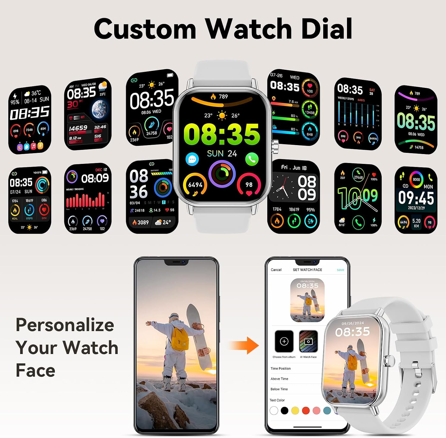 Thumbnail 5 de Smart Watch for Men & Women with Bluetooth Calls and 1.85'' HD Display