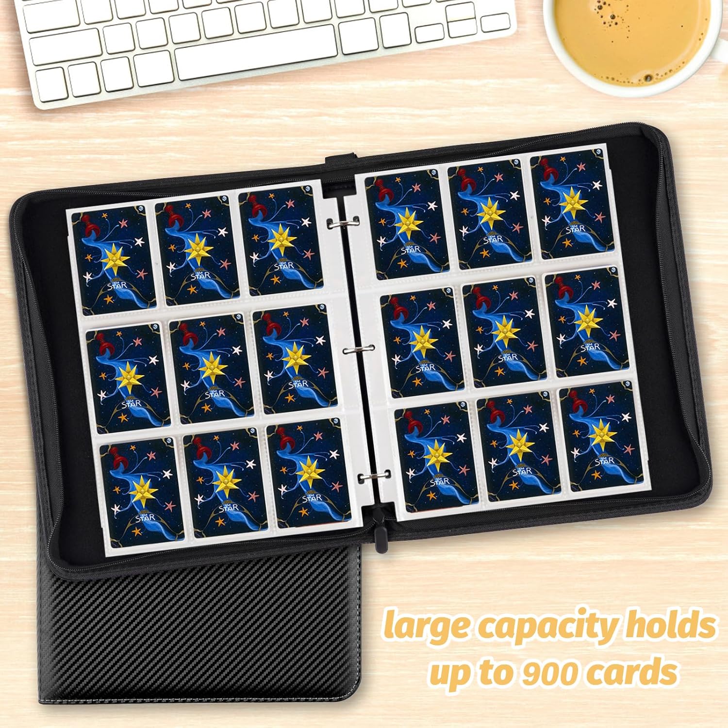 Thumbnail 5 de GERMUN 900-Pocket Trading Card Binder (Carbon Black) – 9-Pocket Sided Pages, Premium PU Leather