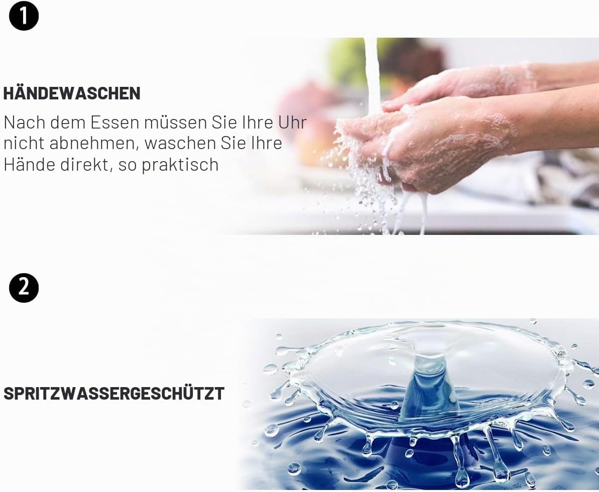 Detalle 2 de JewelryWe Paar Uhr Analog Quarz Kalender 30M Wasserdicht – Edelstahl, Strass, Geschenkbox