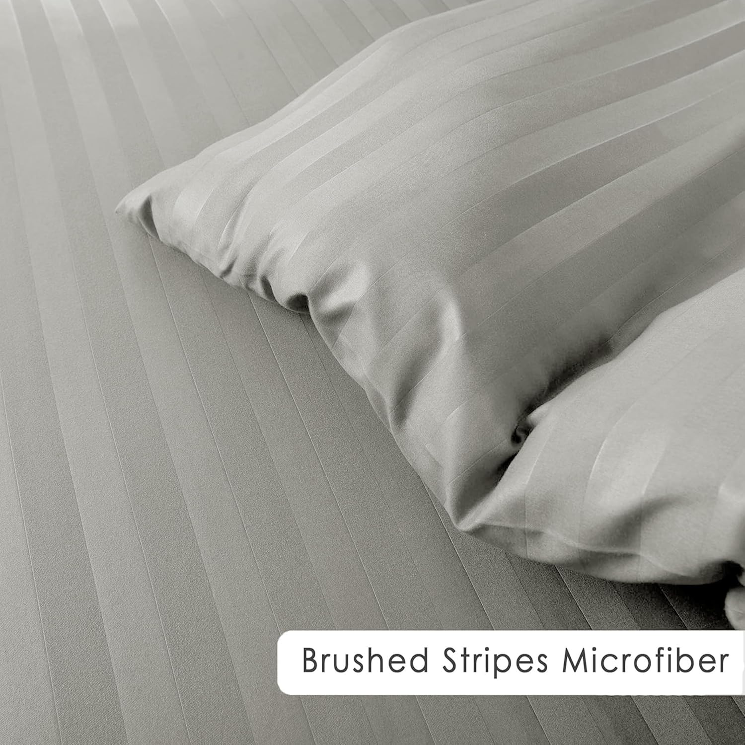 Thumbnail 4 de My home store Silver Super King Duvet Cover Set 4 Pcs Satin Stripe – a practical, easy-care bedding upgrade