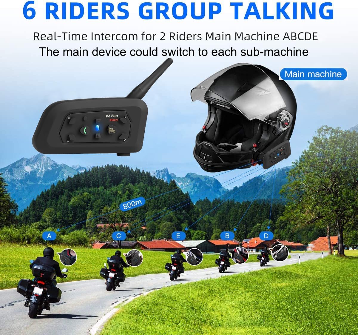 Thumbnail 2 de QSPORTPEAK V6 Plus Motorcycle Intercom Headset: 6‑Rider Bluetooth System
