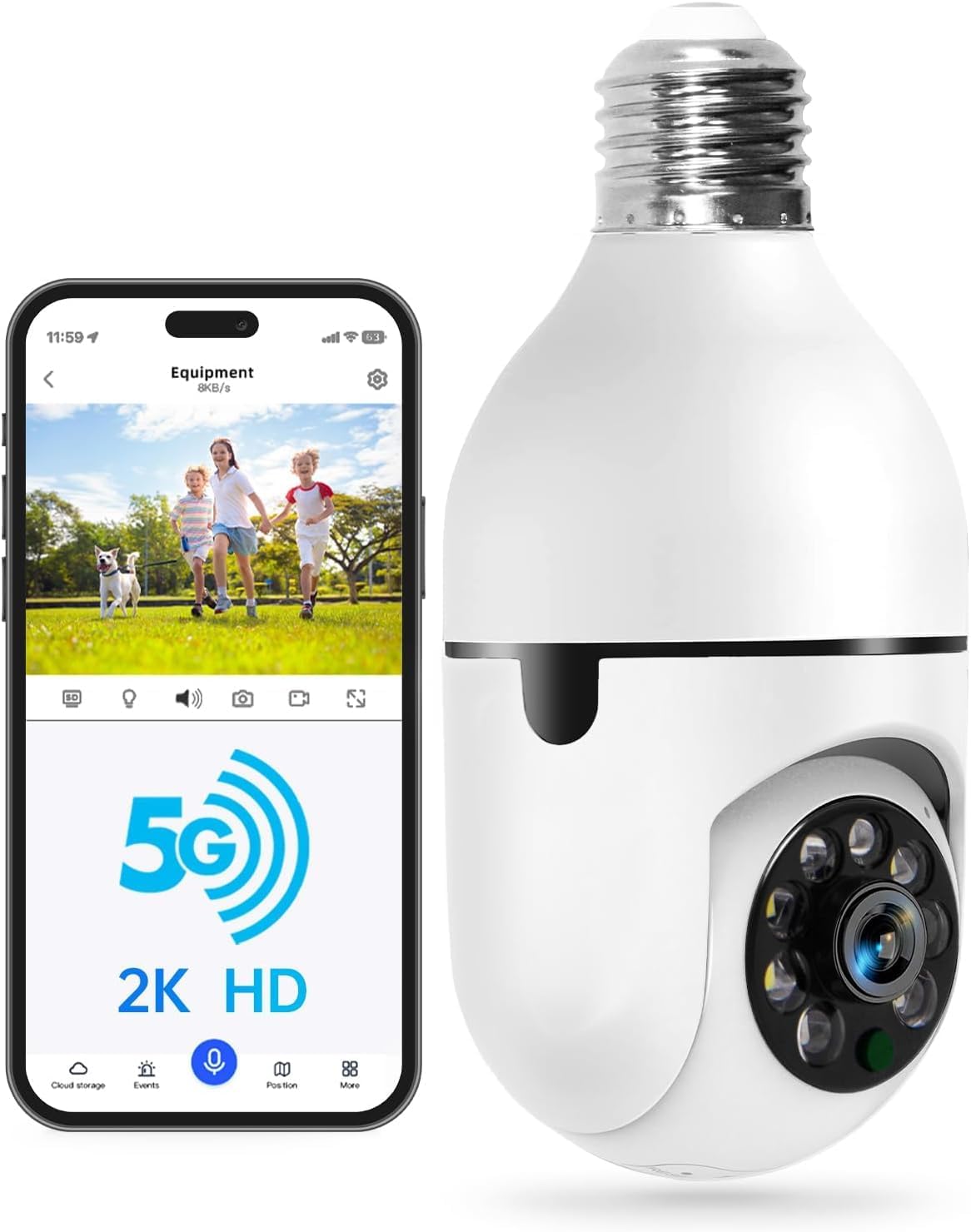 Detalle de WESECUU Light Bulb Security Camera 2K