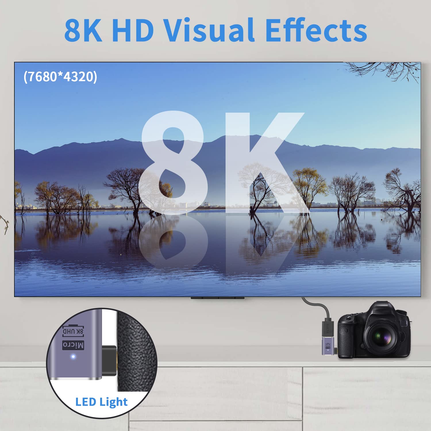 Thumbnail 2 de Duttek 8k Micro HDMI to HDMI Adapter (2-Pack) – Micro HDMI Male to HDMI Female Extension, Left Angle