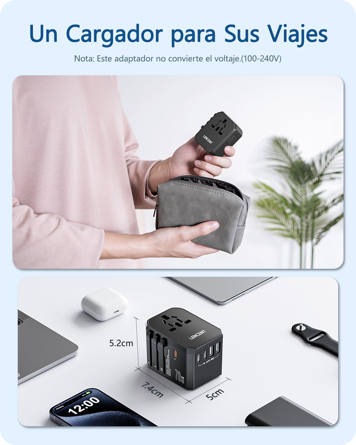 Thumbnail 5 de LENCENT Adaptador Enchufe Universal GAN 70W