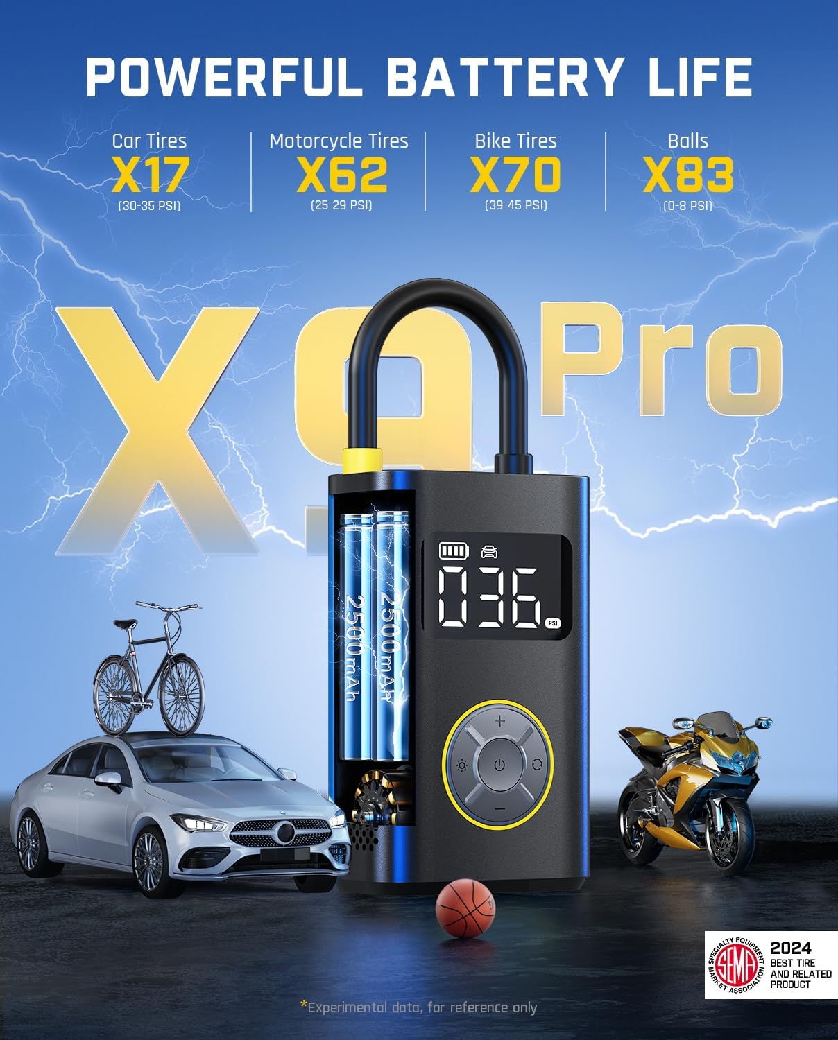 Detalle de Fanttik X9 Pro Portable Tire Inflator (150 PSI) with Digital Gauge for Car, Bike and More