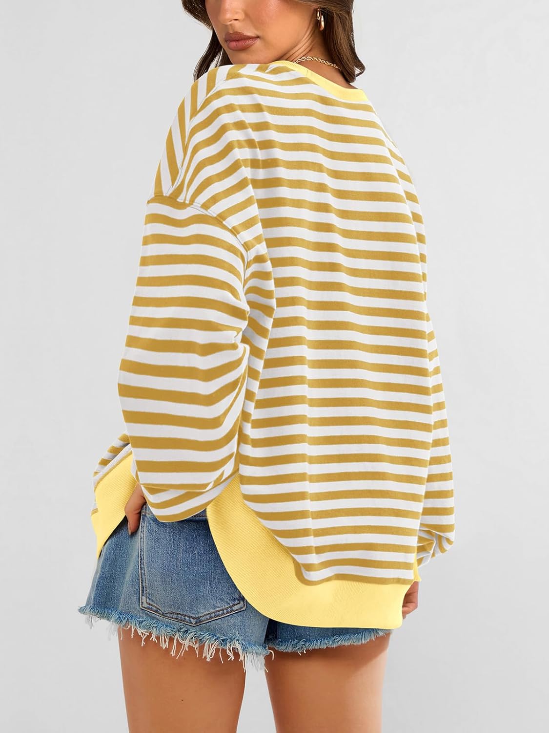 Thumbnail 4 de PRETTYGARDEN Women's Striped Oversized Color Block Sweatshirt