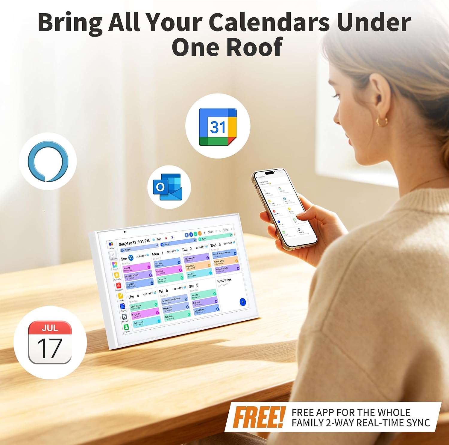 Thumbnail 2 de CYPID digital calendar 10.1-Inch Touchscreen Family Planner with Wi-Fi Sync