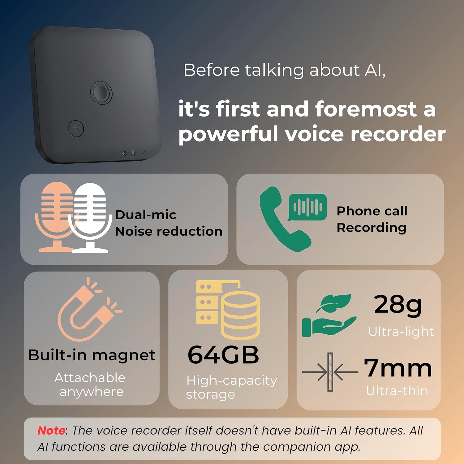 Thumbnail 2 de FoCase Note AI Voice Recorder 64GB