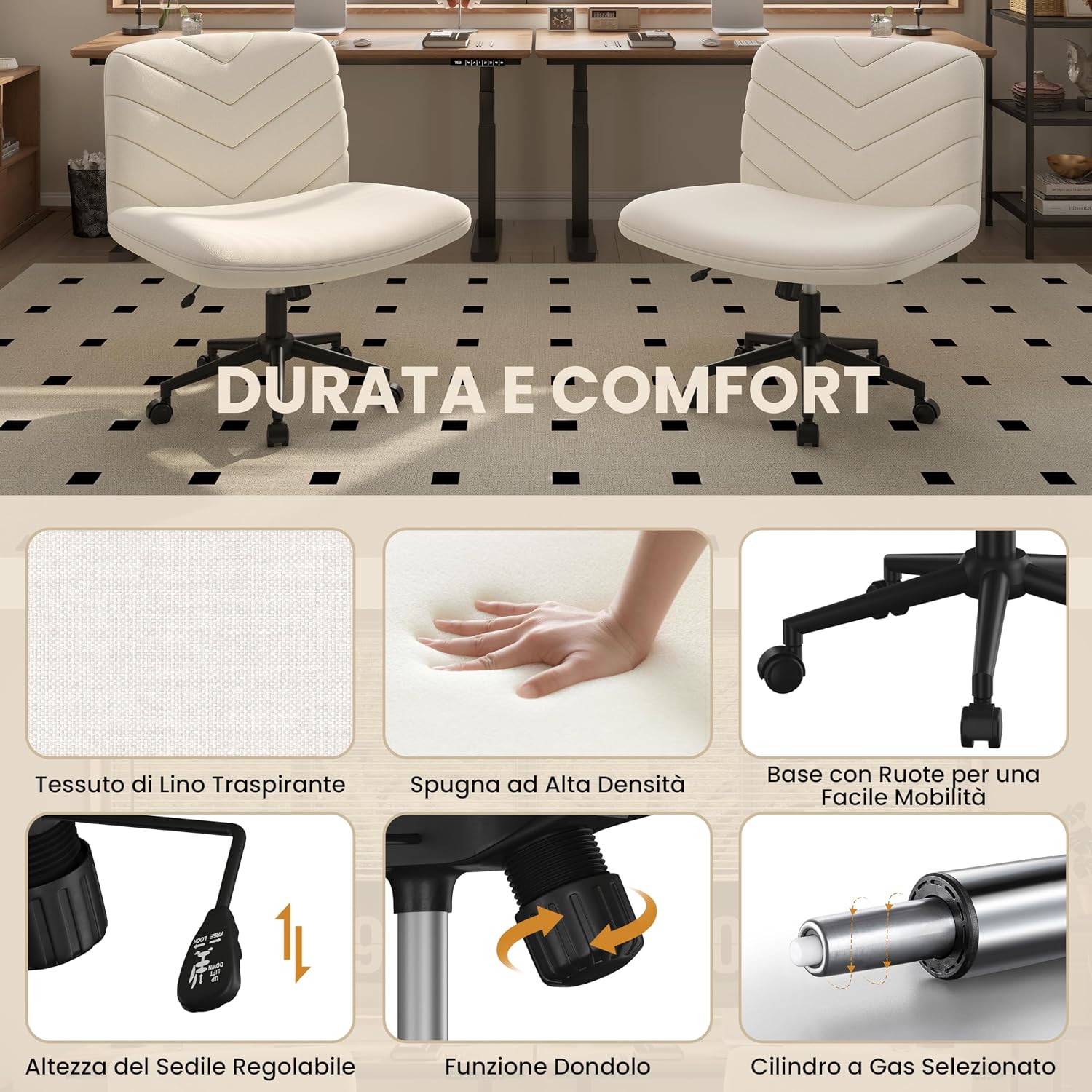 Detalle 1 de Yaheetech Sedia Ufficio Girevole Beige