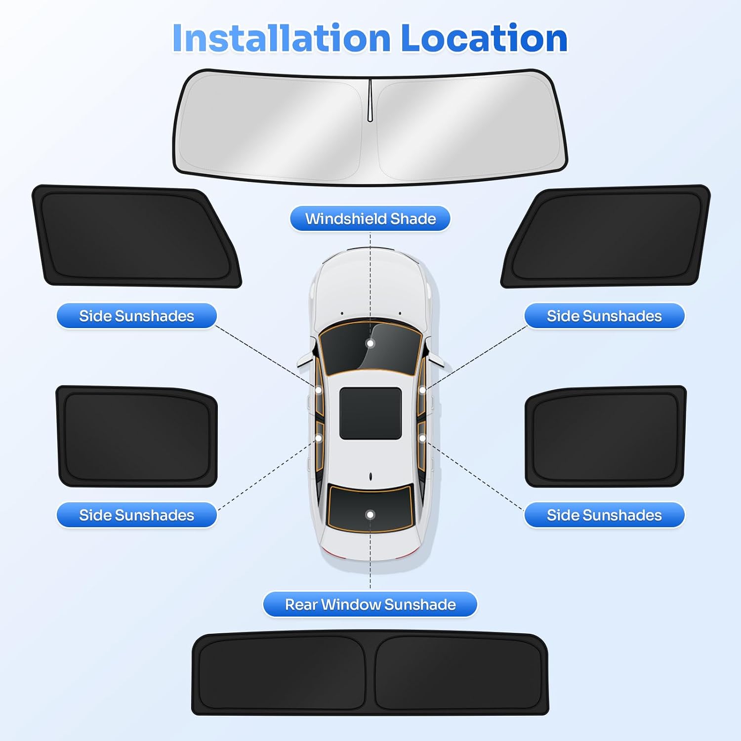 Detalle 1 de Canvcle Window Shades for 2022–2026 GMC Hummer EV Pickup, 6-Piece Set