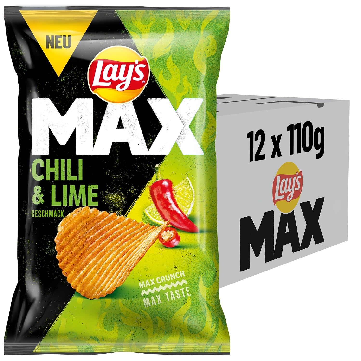 Detalle 2 de Lay's Max Chili & Lime 12×110 g 🥔