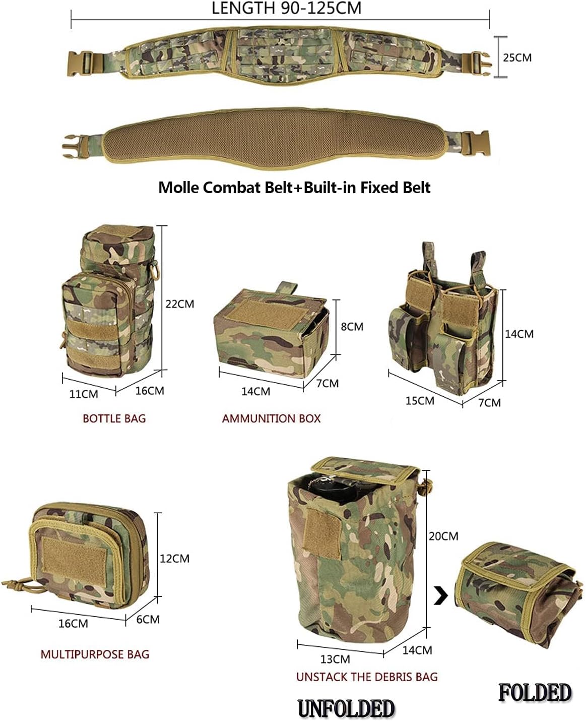 Detalle de BOMTURN Tactical Battle Belt 7-in-1 Set