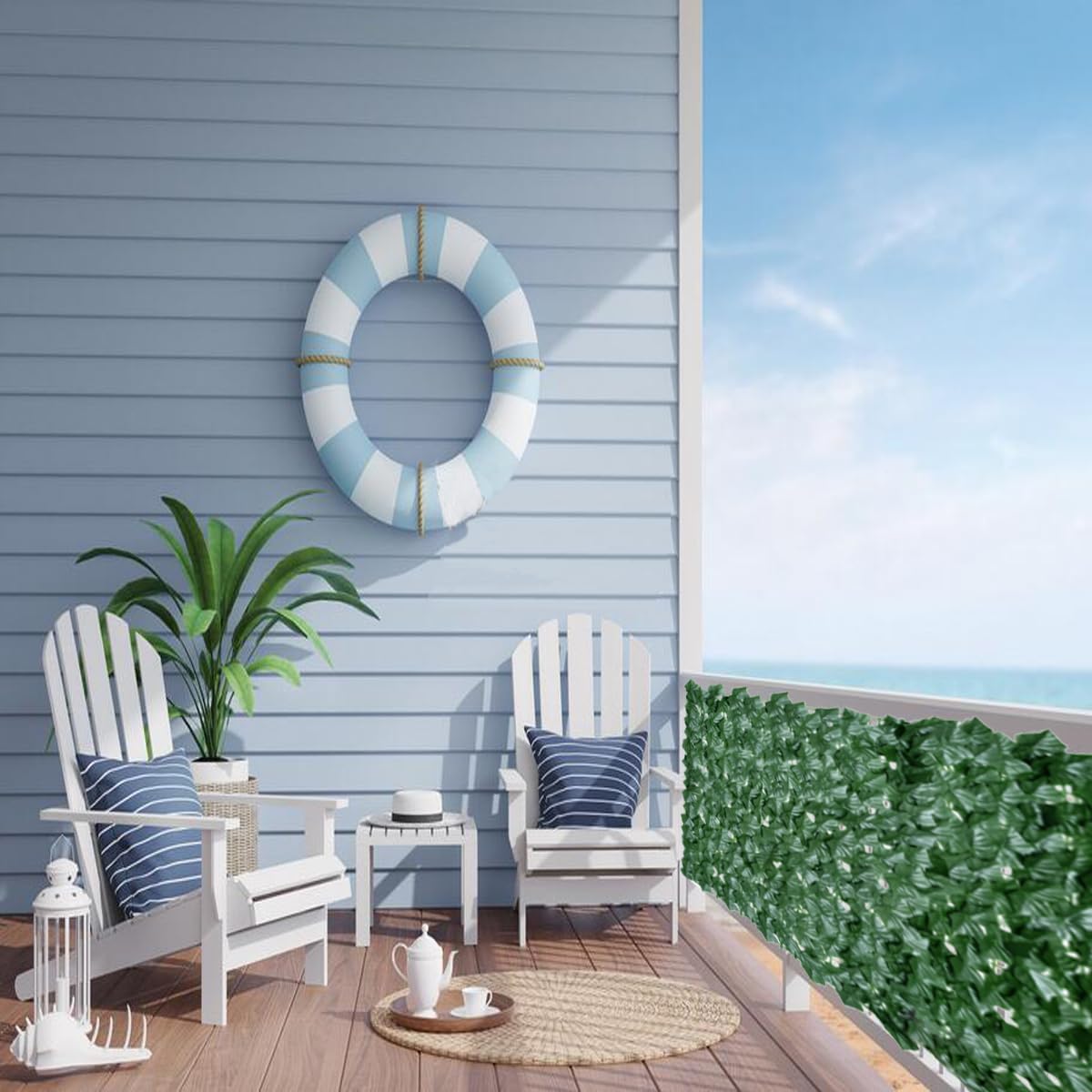 Detalle de Decorative Artificial Ivy Fence Screening 0.5m x 6m (2pcs - 0.5m x 3m) Garden Fence Faux Leaf Hedge
