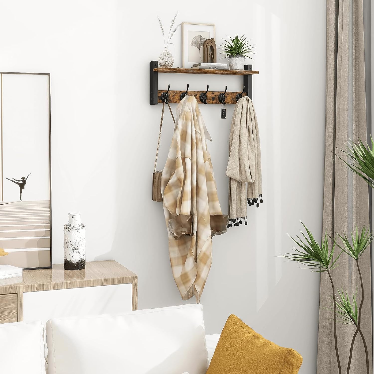 Thumbnail 6 de Homode Wall Hook Shelf with 5 Metal Hooks