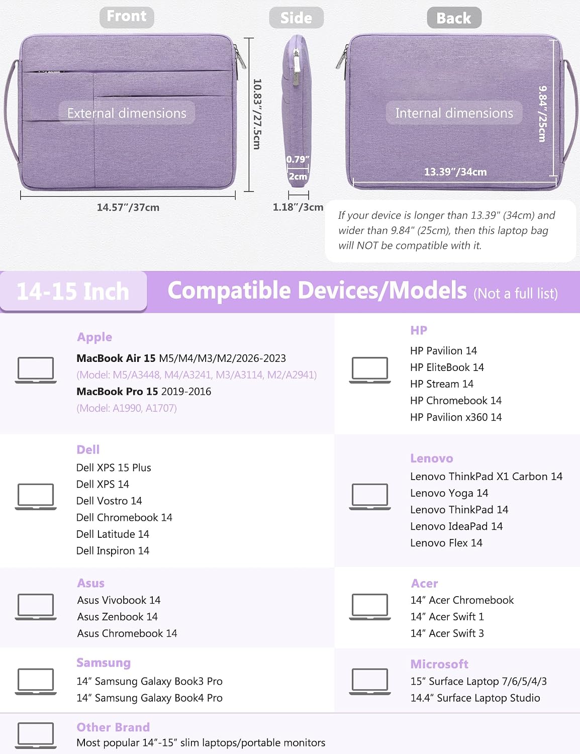 Detalle 2 de HYZUO Laptop Hülle 14-15 Zoll Schutzhülle