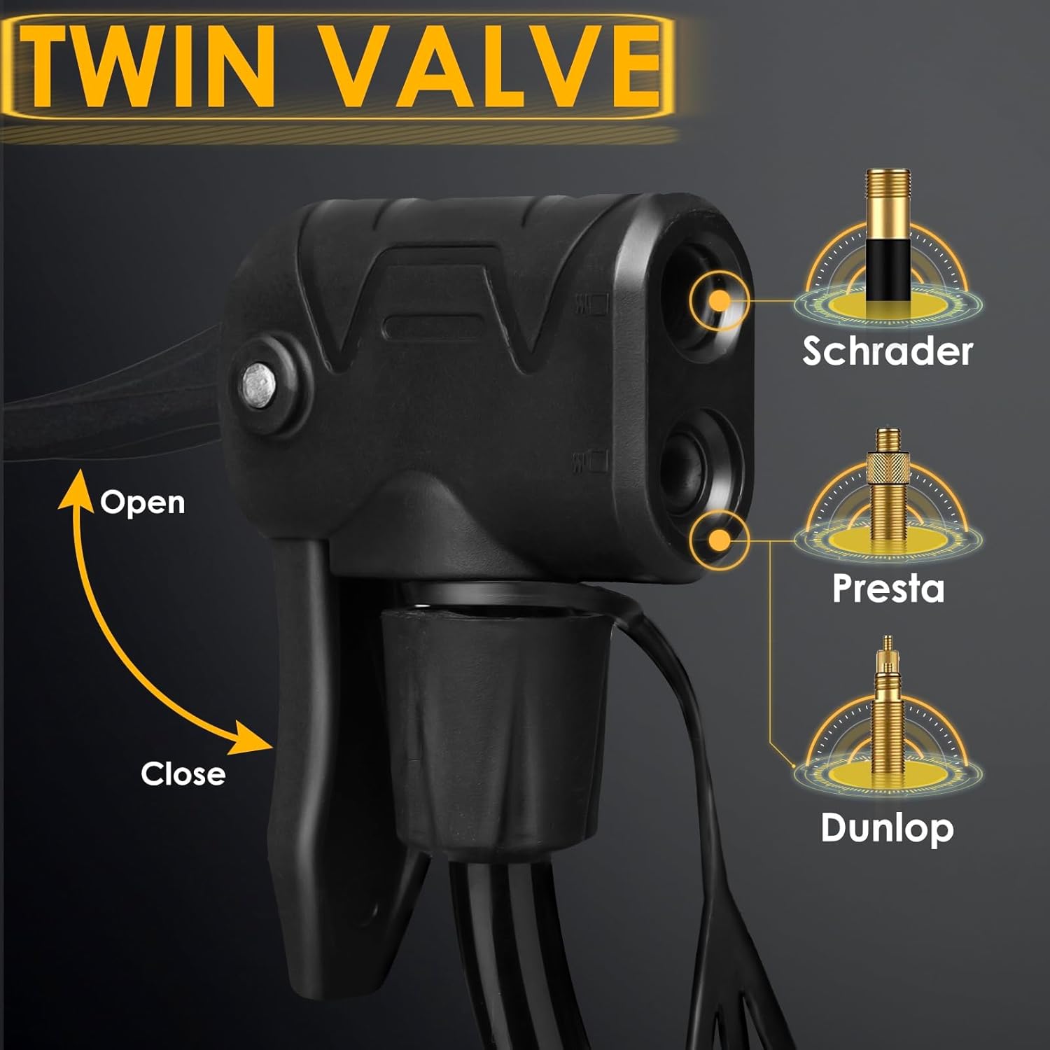 Thumbnail 4 de VOGORA Standpumpe mit Manometer für Fahrrad und Bälle – für französische Ventile (Presta) & weitere Typen, inkl. Nadel