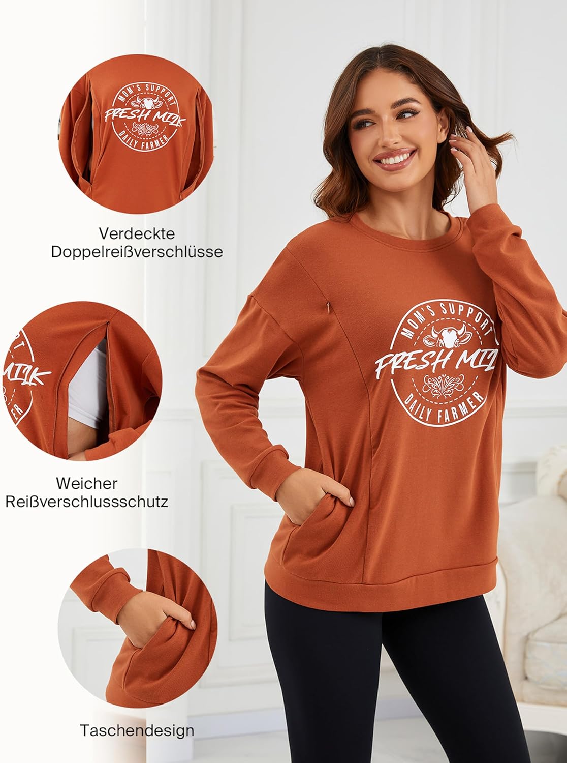 Detalle 2 de Love2Mi Langarm Stillshirt mit Tasche