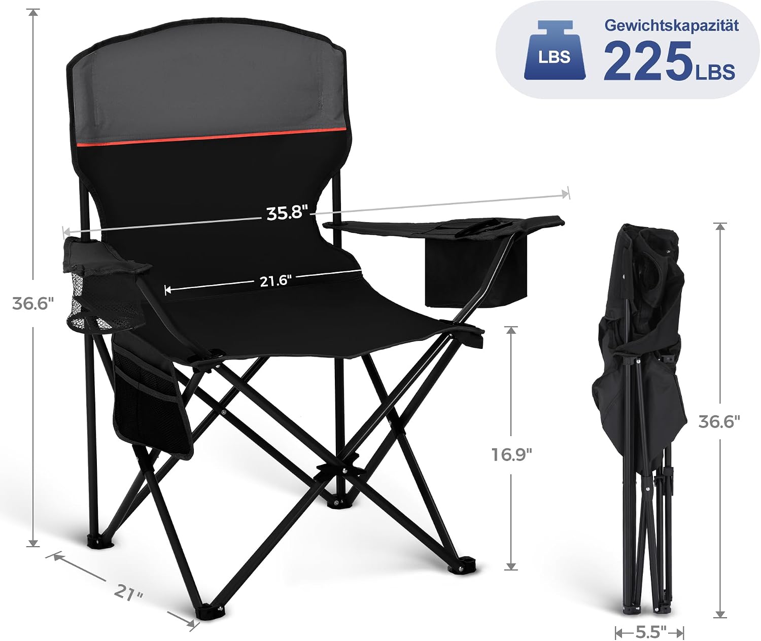 Detalle de LET'S CAMP Campingstuhl 2er Set