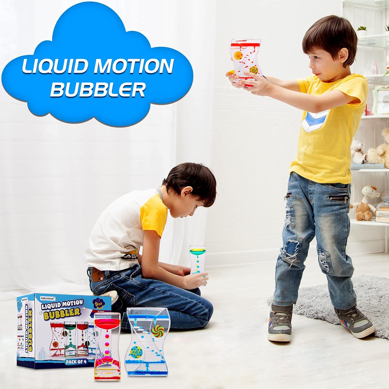 Thumbnail 5 de XINBAOHONG Liquid Motion Bubble Timer – 4er-Set Tropfen-Sanduhr für Spiel & Stressabbau