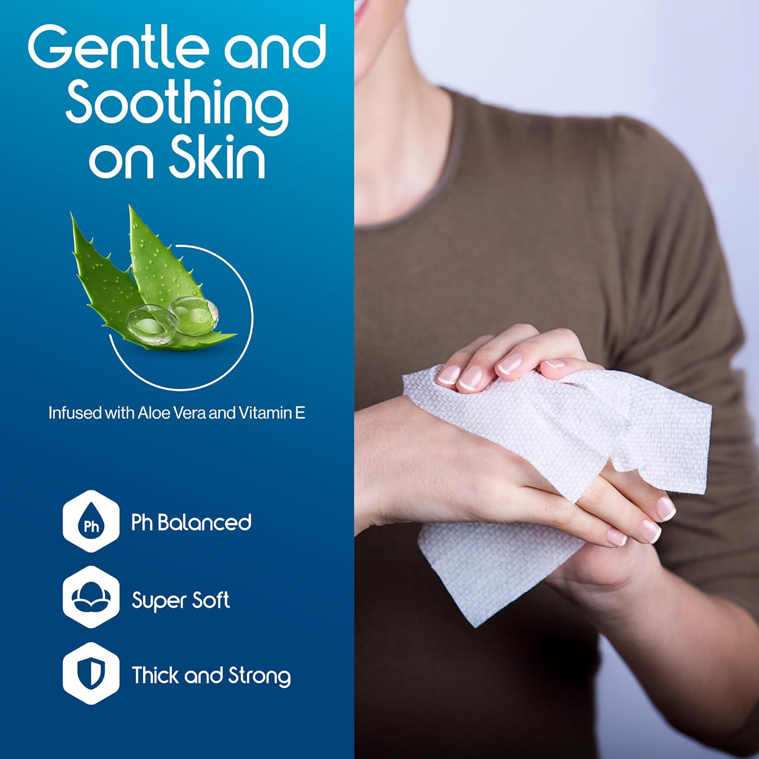 Thumbnail 3 de Inspire Extra Large Adult Wet Wipes for Incontinence & Cleansing (8" x 12", Pack of 8)