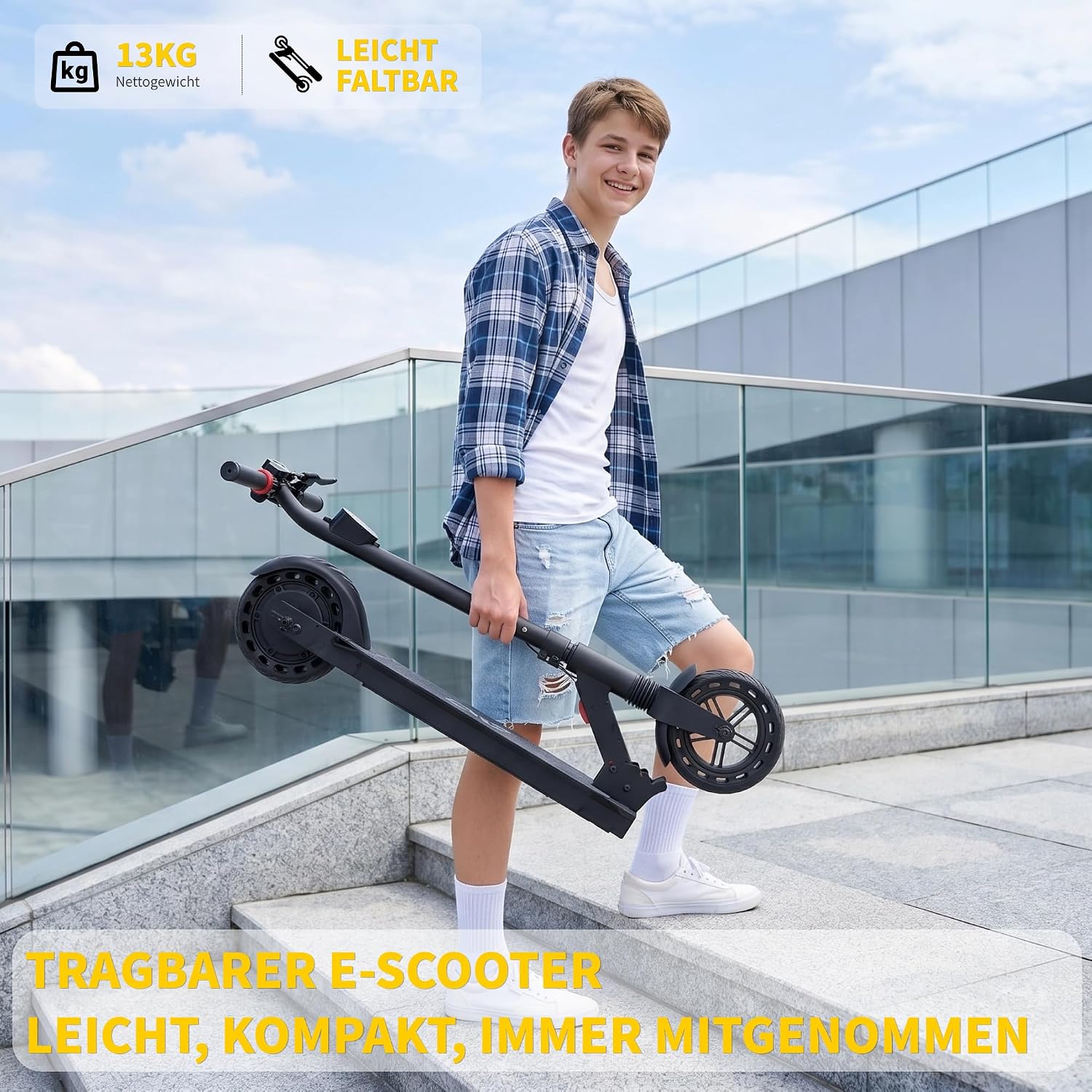 Thumbnail 6 de QnQ E Scooter 2026 – 8 Zoll faltbarer Elektroroller mit 500 W für Jugendliche