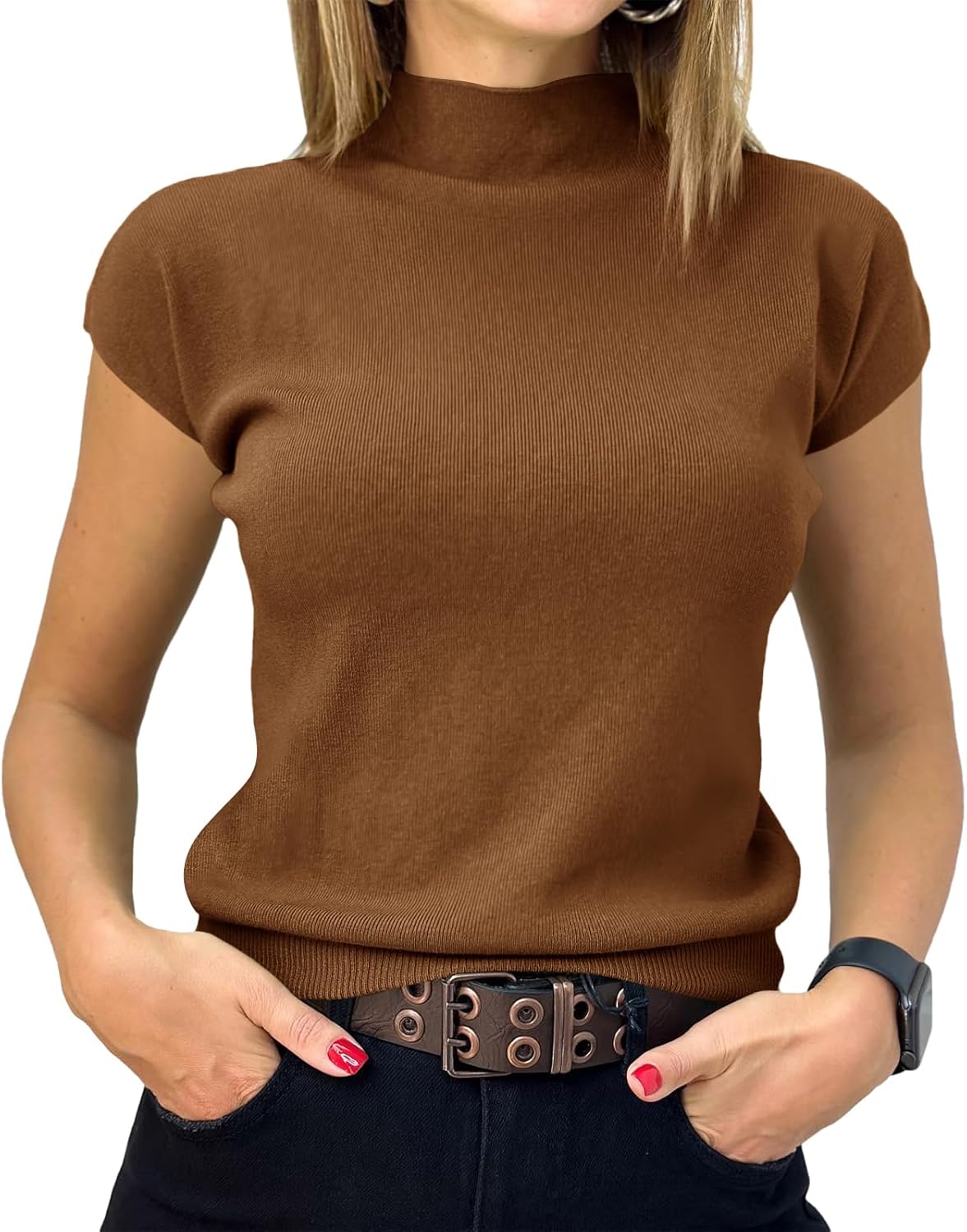 Thumbnail 5 de Saodimallsu Mock Neck Short Sleeve Sweater