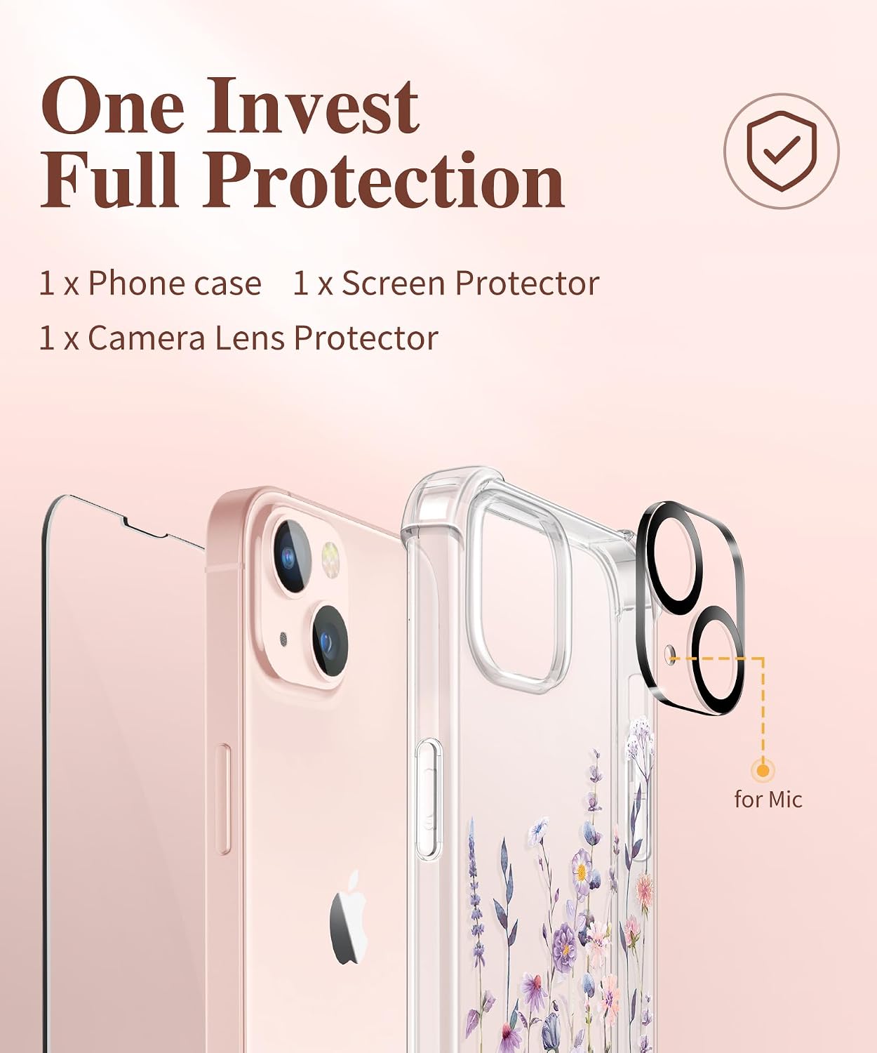 Thumbnail 6 de GVIEWIN iPhone 13 Floral Clear Case 6.1"